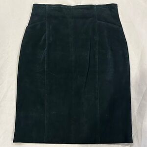 VINTAGE Wilsons Leather Dark Green Suede Leather Pencil Skirt